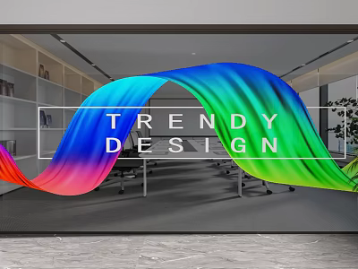 Trendy Modern Partition Design For Office Interior With Colorful Curves And Sleek Style 3d model
