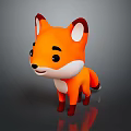 Cartoon Fox Character for Game Animation With Orange Fur White Belly Red Ear Tips Smiling