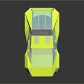 Yellow Modern Low Poly Car With Geometric Shapes Transparent Windows And Gray Wheels