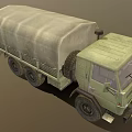 Green Military Cargo Truck With Canvas Covered Bed And Off Road Tires