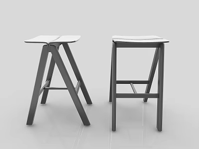 Modern Bar Stools Featuring White Seats Black Crossed Legs Sleek Design 3d model