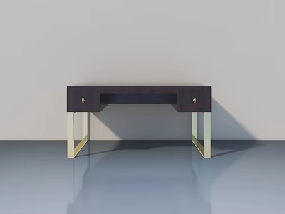 Modern Flush Door Design With Dark Wood And Gold Handle Details 3d model