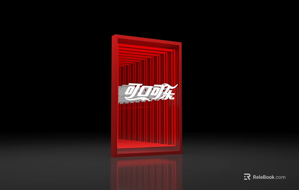 Stylish Red Three Dimensional Door Frame With Coca Cola Logo Design 3d model