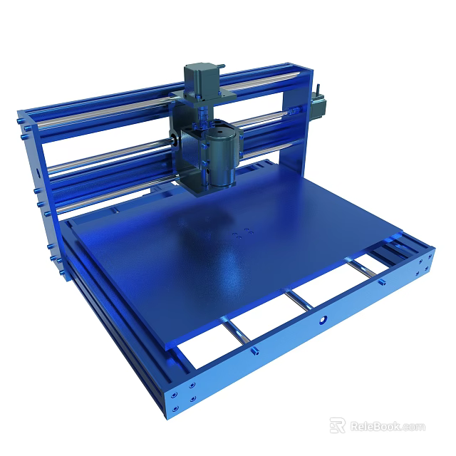 Blue Desktop CNC Engraving Machine With Metal Frame And Work Platform 3d model 