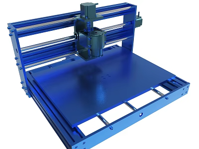 Blue Desktop CNC Engraving Machine With Metal Frame And Work Platform 3d model