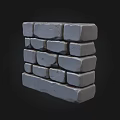 Building Exterior Wall Featuring Gray Stacked Bricks With Rough Surface Texture 3d model