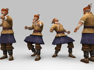 Game and Movie Character in Traditional Costume with Various Action Poses 3d model