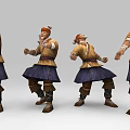 Game and Movie Character in Traditional Costume with Various Action Poses