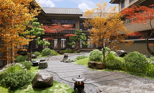 New Chinese Courtyard Homestay Courtyard Landscape 3d model