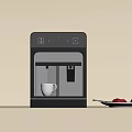 Modern Kitchen Coffee Machine With Sleek Design And Red Berries On Neutral Background