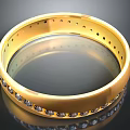 Elegant Golden Bracelet With Circular Design Smooth Surface And Sparkling Diamonds