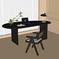 Modern Desk and Chair Desk Chair Lamp 3d model
