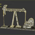 Oil Pump Jack With Metal Frame And Base Platform Structure 3d model