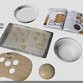 Baking Preparation With Cookie Dough Tray Cutters Open Recipe Book Bowl And Plate