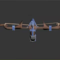Blue Red Fantasy Bow Weapon With Metal Structure And Sharp Arrow