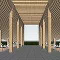 Modern Pavilion Curved Corridor Curved Landscape Structure Curved Sloping Roof Landscape Pavilion Catering Architecture Paddy Field Post Station 3d model