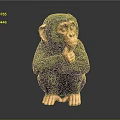 Detailed Black Chimpanzee Figurine Sitting With Hand on Chin in Thoughtful Pose