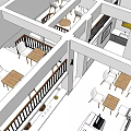 Modern Cafe Exterior With Window Display Open Door And Interior Shelves