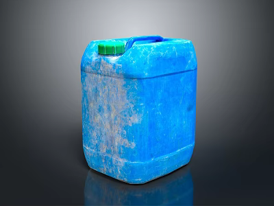 Blue Plastic Barrel With Green Lid And Blue Handle Featuring Surface Marks For Storage 3d model