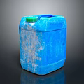 Blue Plastic Barrel With Green Lid And Blue Handle Featuring Surface Marks For Storage 3d model