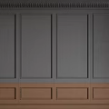 Grey and Brown Wainscoting with Rectangular Panels Arranged and Top Decorative Trim 3d model