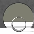 Artistic Garden Ornament Featuring Concentric Arches Crystal Curtain Sunset Sky And Sea View