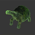 Realistic Green Shell Turtle Model With Textured Surface On Gray Background