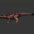 Realistic 3D Armored Dinosaur Model With Scaly Skin Horned Head And Dark Background