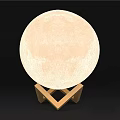 Minimalist Moon Shaped Table Lamp with Wooden Cross Stand for Home Lighting Decor