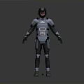 Futuristic Armored Sci Fi Figure In Blue Gray Tech Suit Standing Pose 3d model