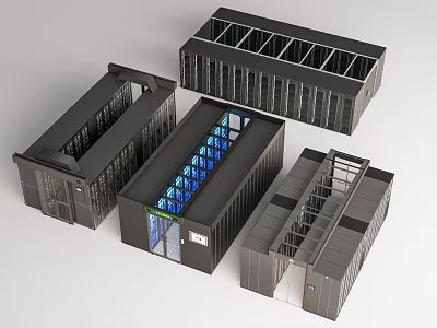 Diverse Modular Building Structures With Glass Windows And Entry Door Features 3d model