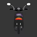 3D Rendered Black Scooter With Purple Seat Silver Rear Rack And Side Mirrors