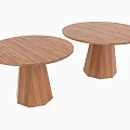 Round Wooden Dining Tables With Tapered Legs Simple Modern Design Set 3d model
