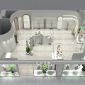 Modern Fashion Clothing Store With Glass Window Displays Mannequins And Green Plants