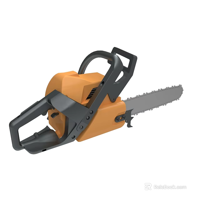 Professional Electric Chainsaw With Orange Black Design And Ergonomic Handle 3d model 
