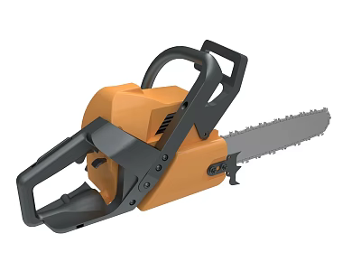 Professional Electric Chainsaw With Orange Black Design And Ergonomic Handle 3d model