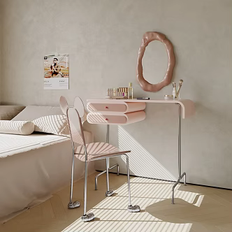 Modern Dressing Table Simple Dressing Table Dressing Chair Combination Single Chair Leisure Chair Mirror Cosmetic Ornaments 3d model