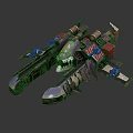 Futuristic Mechanical SciFi Spaceship With Gray Red Color And Weapon Parts