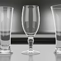 Transparent Glass Wine Cups With Various Shapes Placed On Gray Tabletop Surface