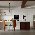 Modern Kitchen Interior Design With Marble Island And Wooden Cabinets