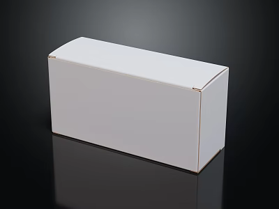 Modern Decorative Ornament Set with White Rectangular Box on Black Reflective Surface 3d model