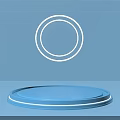 Blue Stage Platform With Glowing Circular Rings And Square Wall Background 3d model