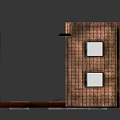 Brown House Architecture Model With Sloped Roof Chimney Skylights Windows And Decorative Patterns
