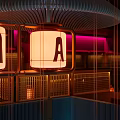 Cozy Bar Interior Design With Warm Pendant Lights Wooden Dividers And Seating Areas
