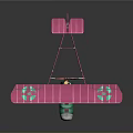 Space and Aerospace Themed Pink Green Biplane Model Display with Detailed Design
