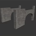 Ancient Solid Stone Architectural Structure With Detailed Archways And Gray Material