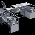 Industrial Equipment With Metal Frame Workbenches Transparent Panels And Modular Design For Production Line
