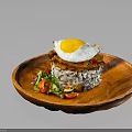 Delicious Grilled Meat Rice Bowl With Fried Egg And Fresh Vegetable Salad