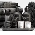 Luxury Bathroom Accessories Collection Including Soft Towels Bottles Candles And Containers