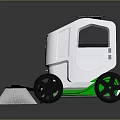 Solar Powered Cleaning Robot With White Design Green Accents And Dual Brushes